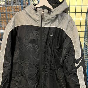 Vintage 90s Nike Jacket Mens Grey Mini Swoosh Embroidered  Men Large Rare